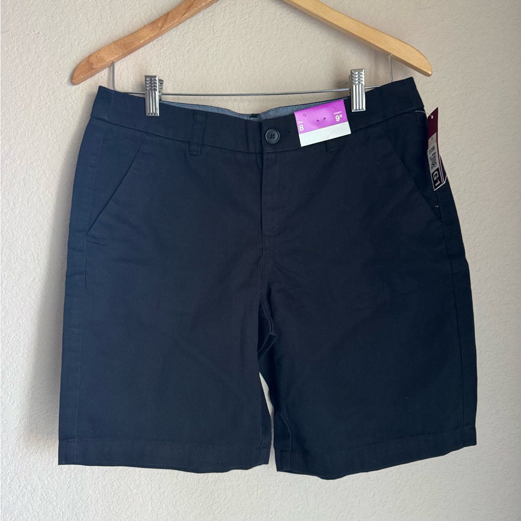 Merona Black Bermuda Shorts Cotton Chino 9 Inseam